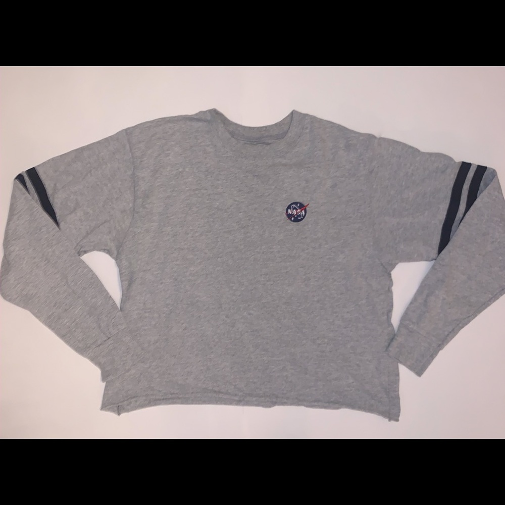 mighty fine nasa cropped long sleeve tee